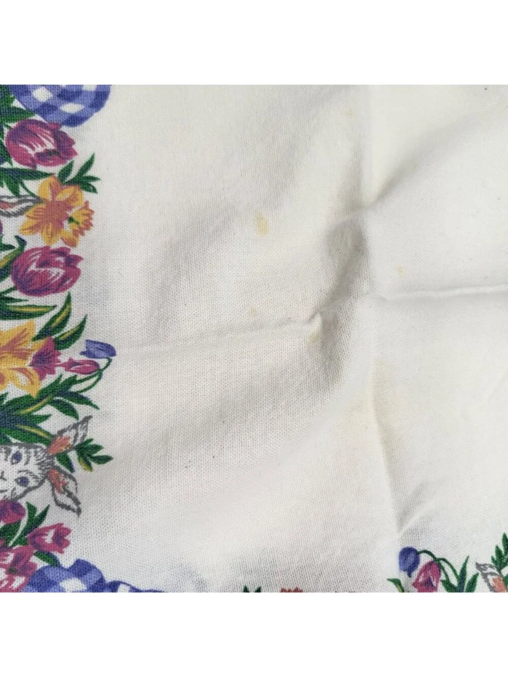 VTG 90s Easter Linens Napkins Set of 8 Picnic Country Spring Bunny Eggs Floral